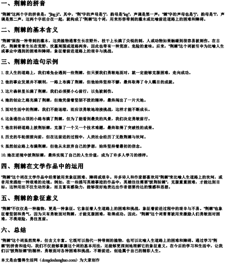 荆棘拼音和造句.docx免费下载(word版可打印)