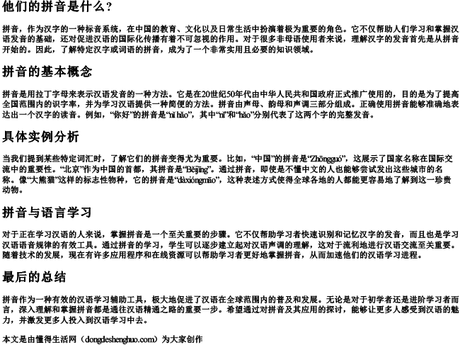 他们的拼音是什么？