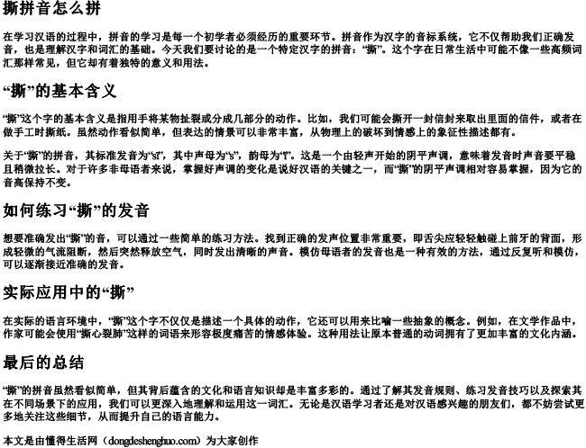 撕拼音怎么拼.docx免费下载(word版可打印)