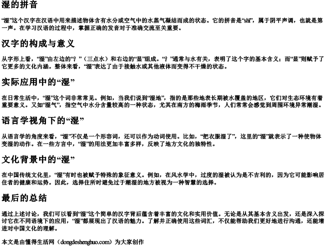 湿的拼音.docx免费下载(word版可打印)