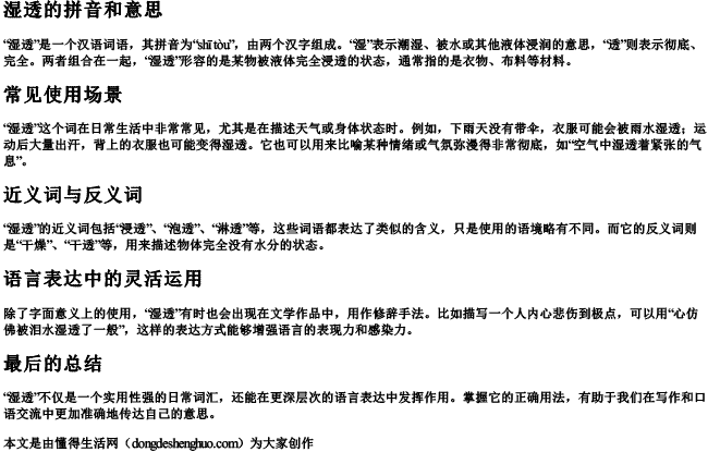 湿透的拼音和意思