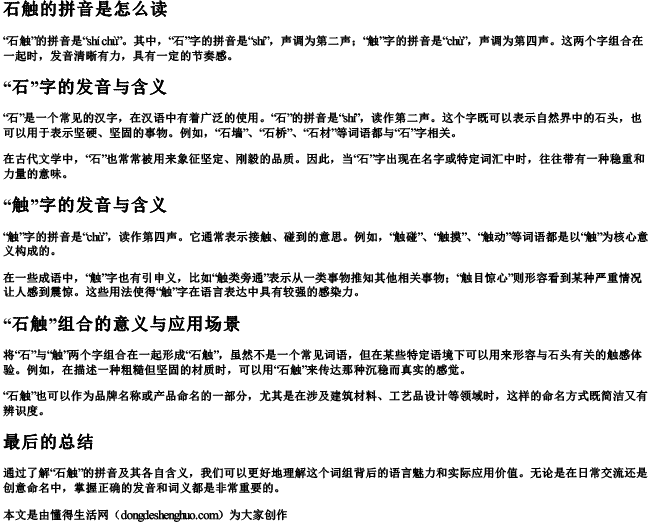石触的拼音是怎么读.docx免费下载(word版可打印)