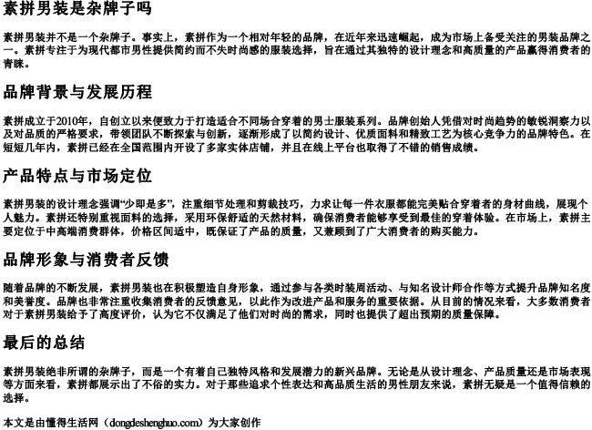 素拼男装是杂牌子吗.docx免费下载(word版可打印)
