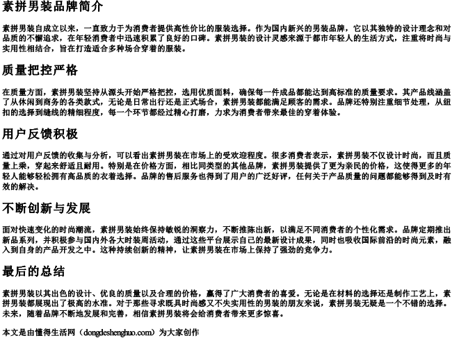 素拼男装质量好吗.docx免费下载(word版可打印)