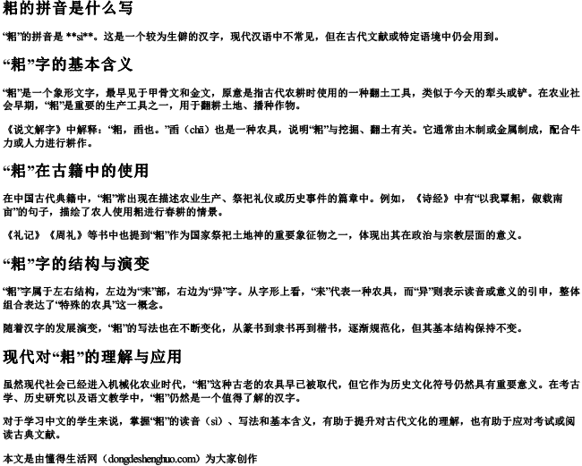 耜的拼音是什么写