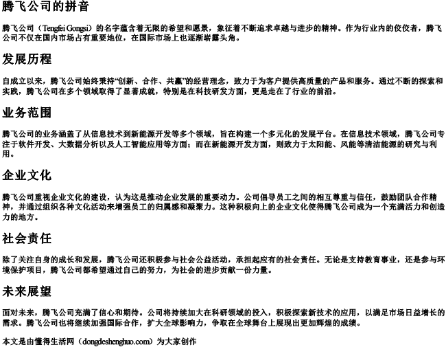 腾飞公司的拼音