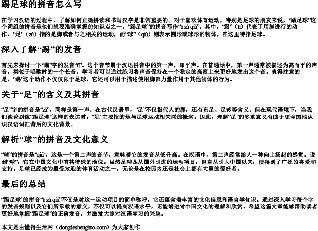 踢足球的的拼音怎么写