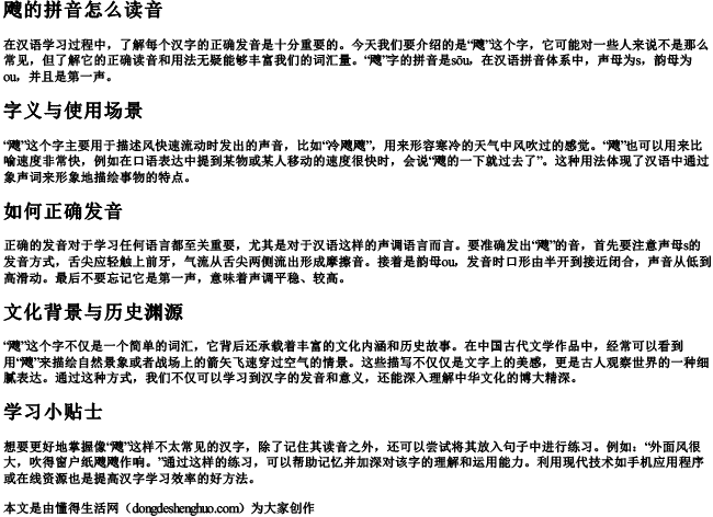 飕的拼音怎么读音.docx免费下载(word版可打印)